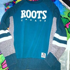 teal roots sweater